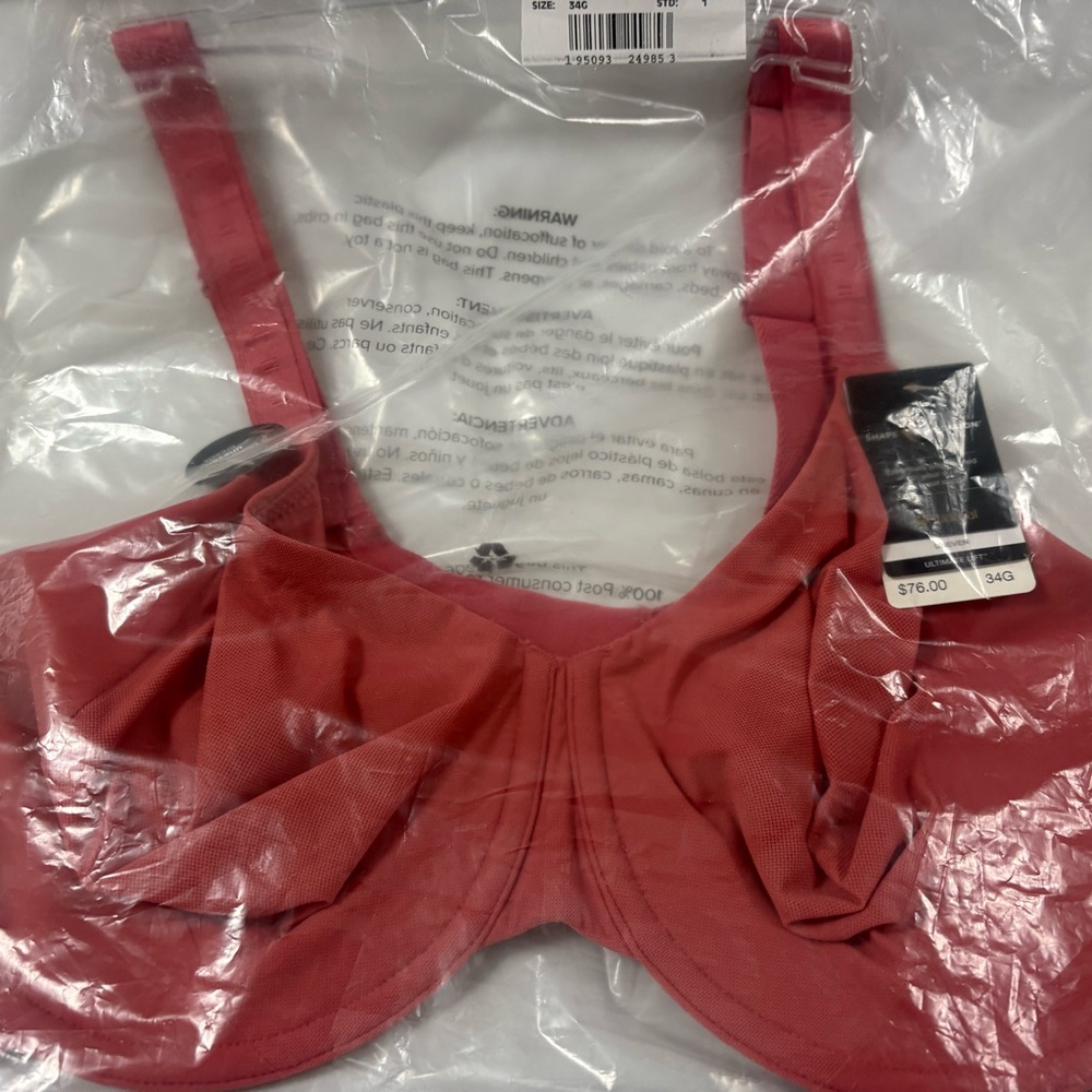 NWT Wacoal Shape Revelation adjustable cup Uneven Underwire Bra size 34G